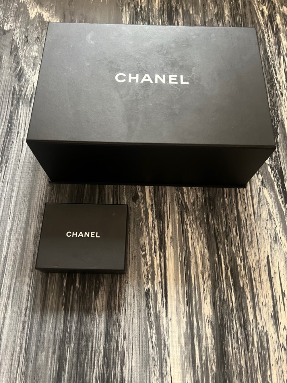 CHANEL Black and White Logo Box Duo